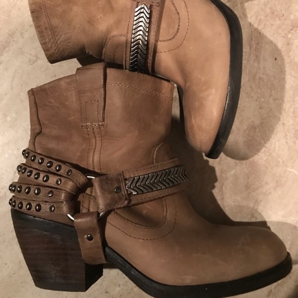 Gianni Bini Shoes - Gianni Bini Tan Leather Embellished Booties